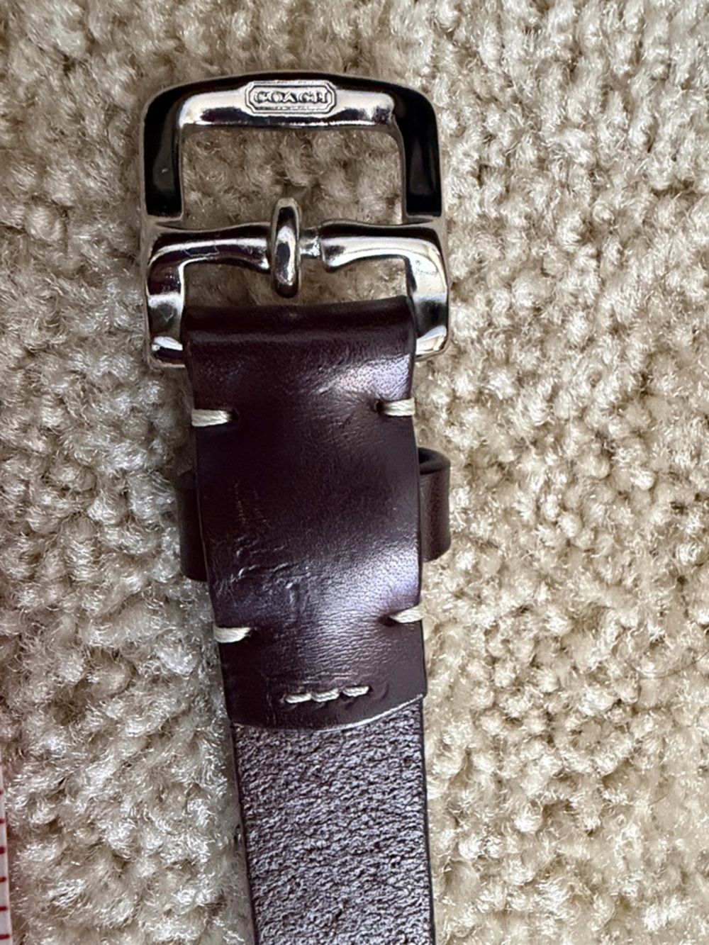 Vintage Coach Dark Brown Women’s Leather Belt Silver Brass Buckle Dust Bag - Picture 5 of 11